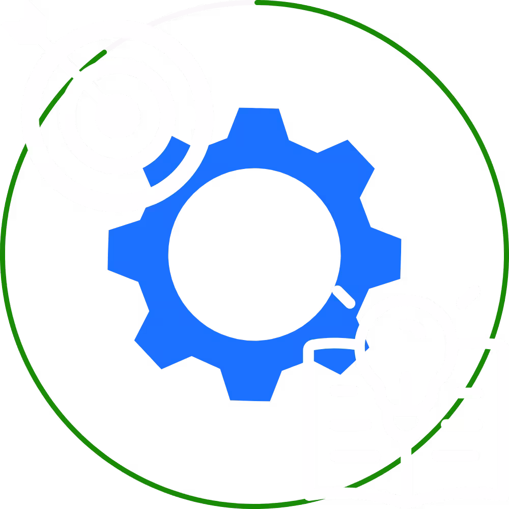 Gear and target icon symbolizing strategy and optimization | RS Gonzales | HVAC marketing firm