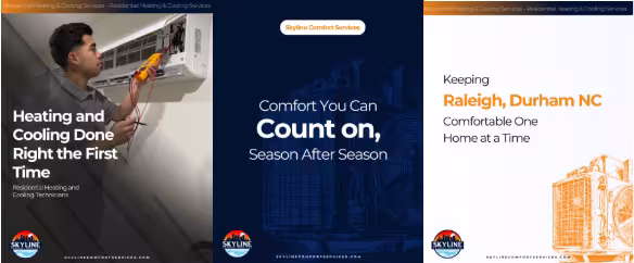 Real HVAC social media post designs created by RS Gonzales for a heating and cooling company