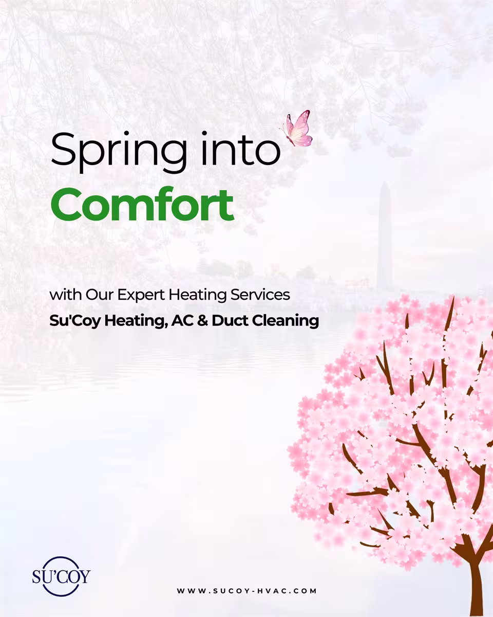 An HVAC social post built without job-site footage: a seasonal Spring into Comfort graphic